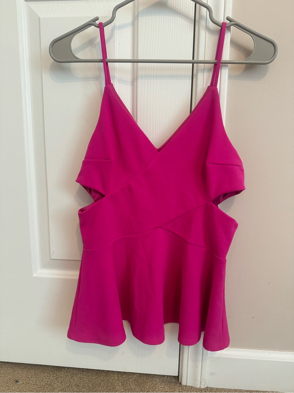 Women's Fuchsia Spaghetti Strap Peplum Top